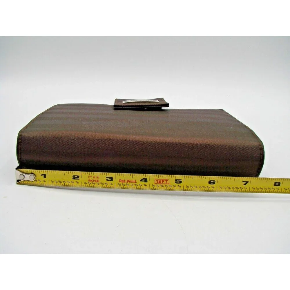 Day-Timer Navigator Brown Satin Striped Planner Binder 6 Rings Snap Tab Closure